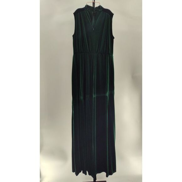 Lulus Women Classic Elegance Velvet Sleeveless Maxi Dress Green Basic L - Picture 3 of 3
